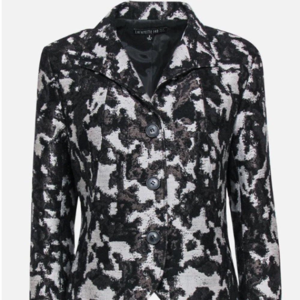 Lafayette 148 Black & Grey Leopard Print Jacket